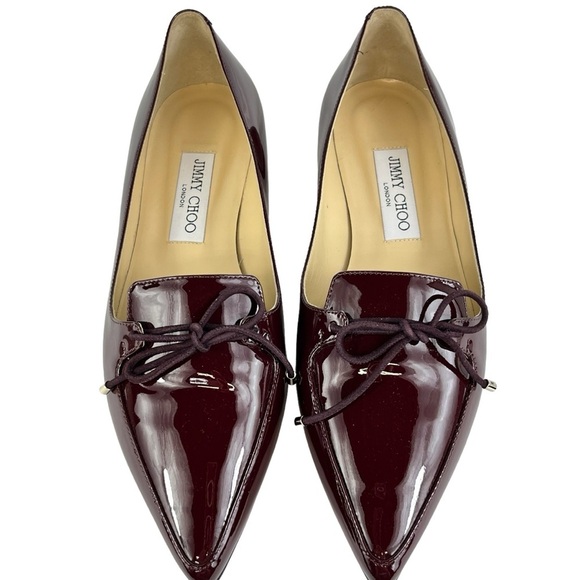 Jimmy Choo Genna Pointed Toe Flats Women’s 38.5 US 8 in Bordeaux New with Box - Picture 4 of 11